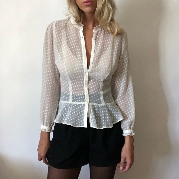 {LOFT} sheer polka dot blouse - Picture 2 of 5
